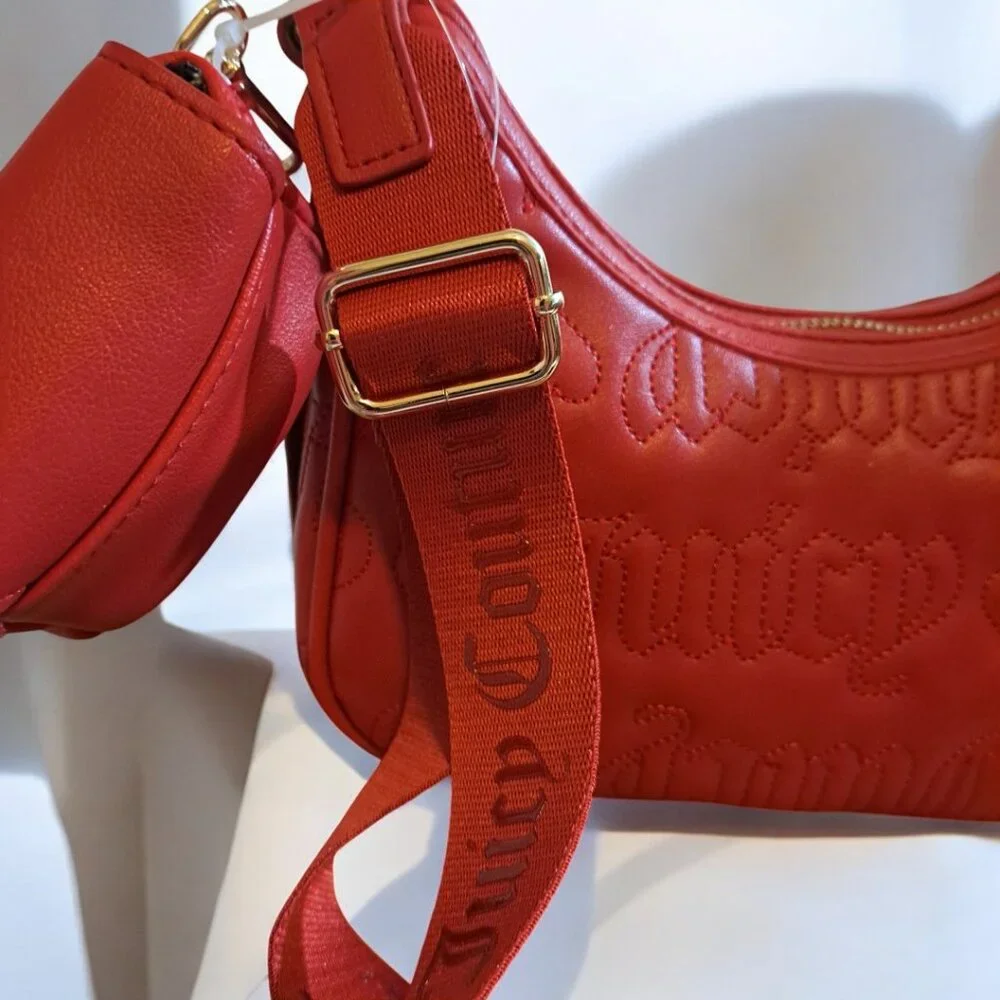 Juicy Couture Pink League HOBO Crossbody Bag with Pouch Red NWT